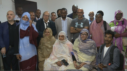 IFJ and FAJ leaders pose for a photo in Nouakchott