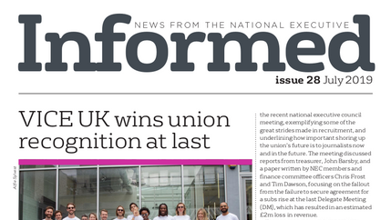 Cover: NUJ Informed July 2019