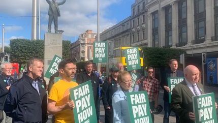 Séamus Dooley joins Reach strikers under Jim Larkin statue in Dublin