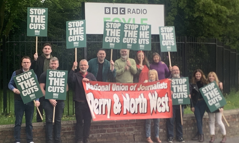 Radio Foyle picket with banner.jpg