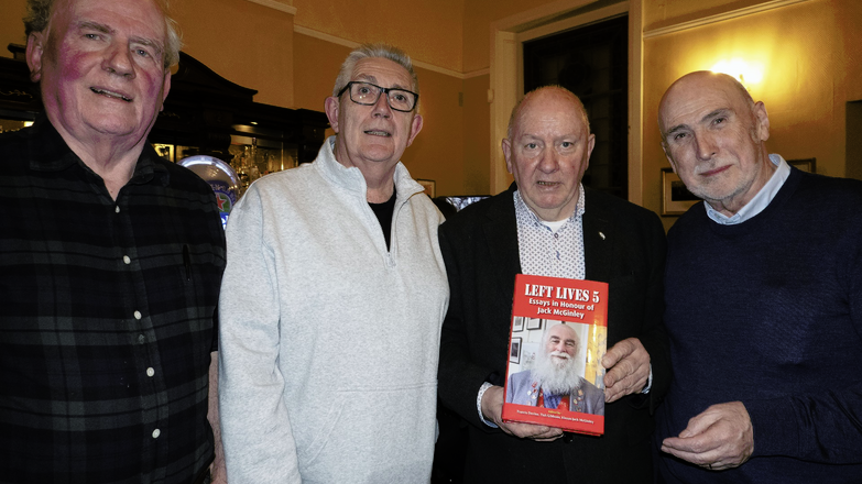 Francis Devine, Eoin Ronayne, Seamus Dooley, Kevin Cooper at the launch of Left Lives in Dublin.