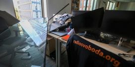 Ukrainian Radio Free Liberty offices hit by drone Credit National Union of Journalists Ukraine.png