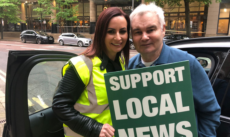 Eamonn Holmes visits Belfast picket