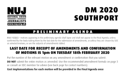 Cover: DM2020 preliminary agenda