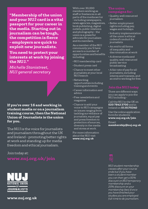 NUJ student leaflet