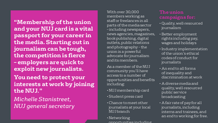 Image: NUJ student leaflet