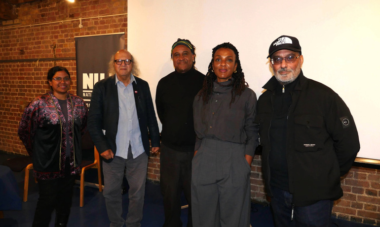 Nesrine Malik poses alongside officers from the NUJ Black Members' Council.